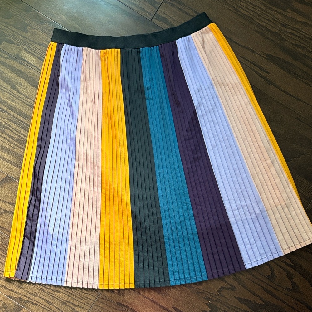 a new day Multicolor Pleated Midi Skirt